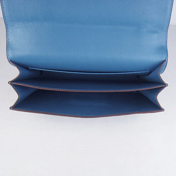 Hermès Kelly Bags with a metal - framed handle for durabilityHermes calf Leather Message Bag H020 blue silver