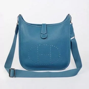 Hermès Kelly Bags with a leather - wrapped turnlock for added eleganceHermes Evelyne III Crossbody Bag PM Blue