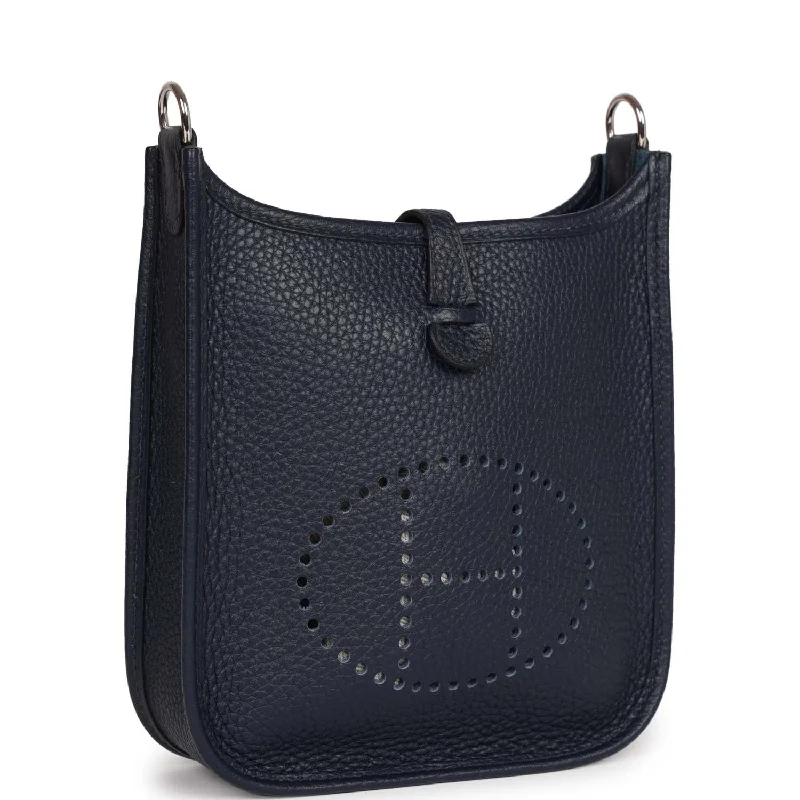 Hermès Kelly Bags with a zip - top closure for added securityHermes Evelyne TPM Bleu Nuit Clemence Palladium Hardware