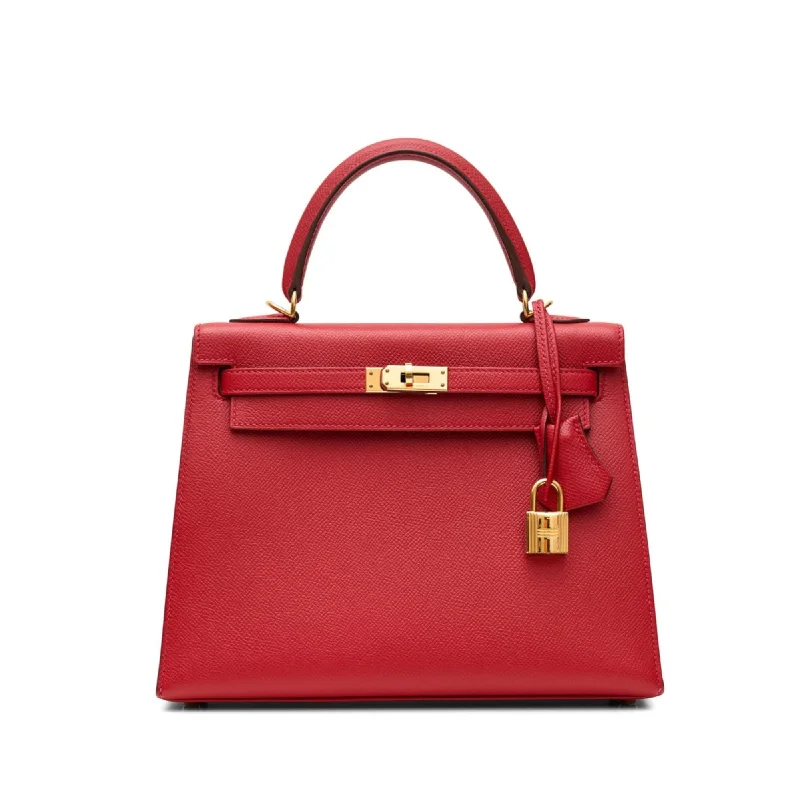 Hermès Kelly Bags with a front - pocket for quick - access itemsKelly 25 Sellier Rouge Casaque Epsom GHW