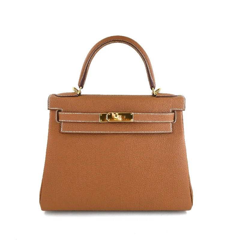 Medium - sized Hermès Kelly Bags in Taurillon Clemence leather for durabilityKelly 28 Gold Togo GHW