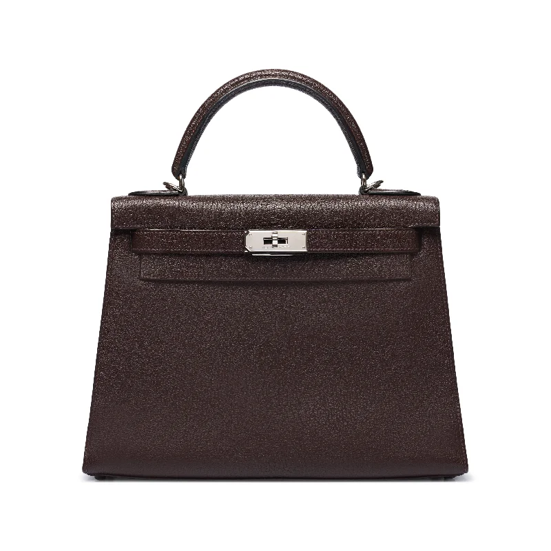 Hermès Kelly Bags with a detachable mobile phone holderKelly 28 Sellier Chevre Brown PHW