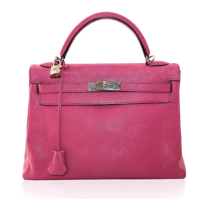 Hermès Kelly Bags with a chain - embellished handle for a modern twistKelly 32 Pink Magnolia PHW