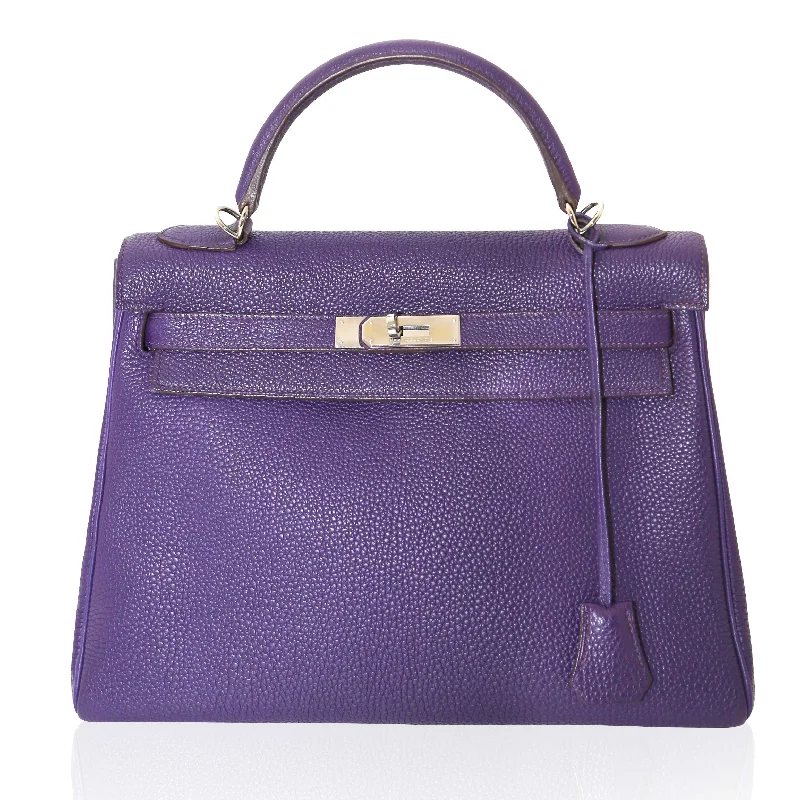 Hermès Kelly Bags with a zip - top closure for added securityKelly 32 Retourne Iris PHW