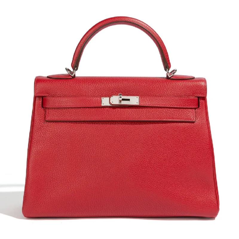 Hermès Kelly Bags with a detachable mirror insideKelly 32 Retourne Red Togo PHW