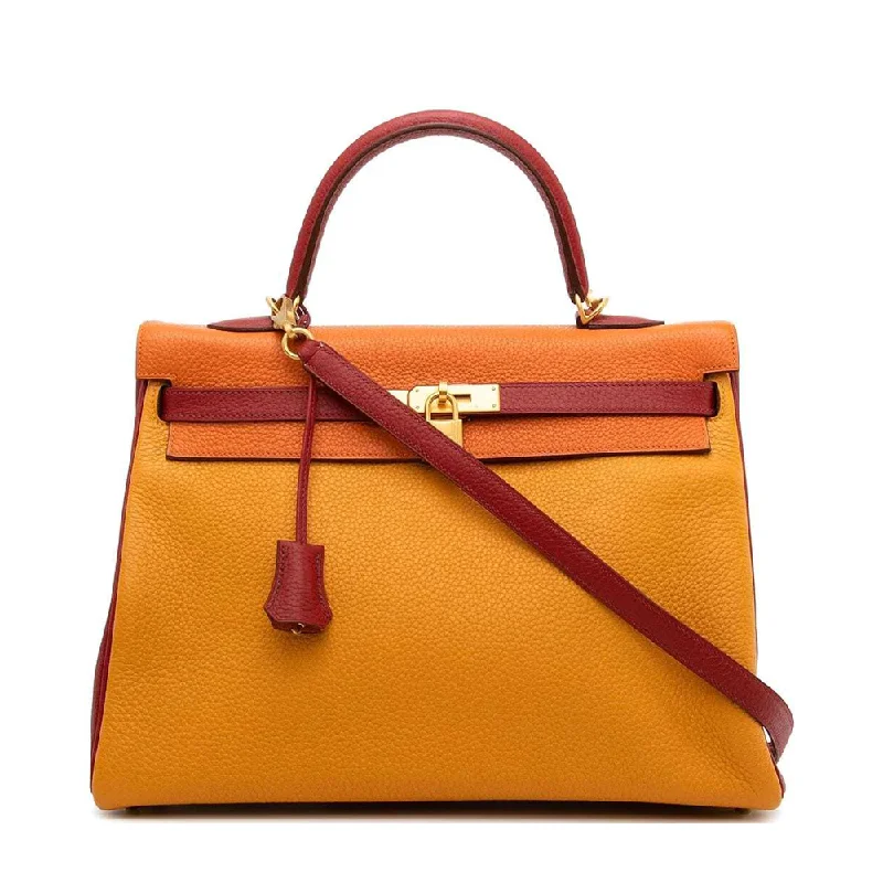 Hermès Kelly Bags in a soft pastel yellow for a fresh and feminine lookKelly 35 Tri-colour Togo PBHW