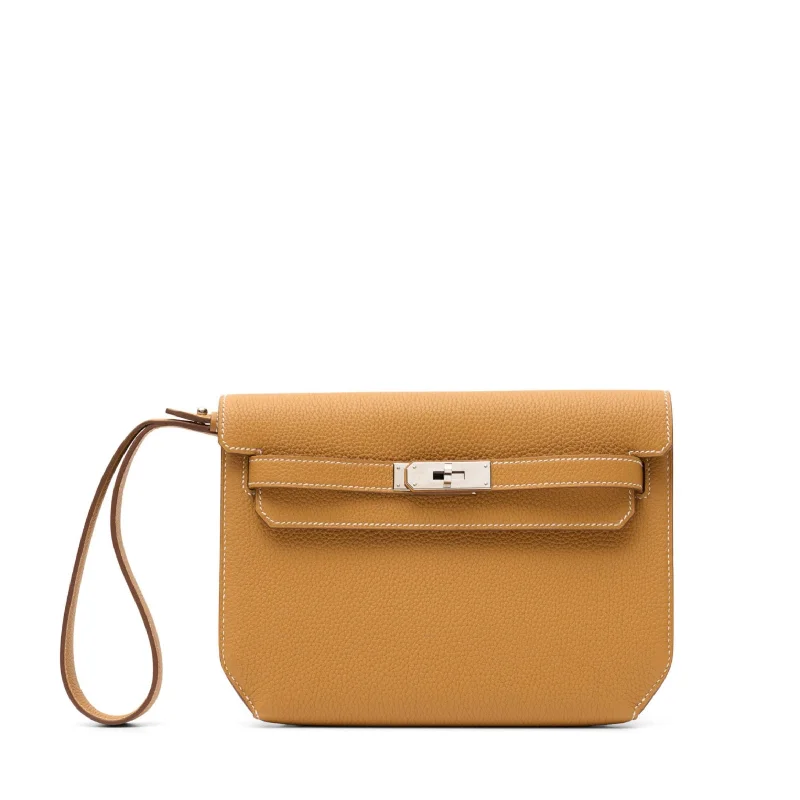 Hermès Kelly Bags with a detachable mirror insideKelly Dépêches 25 Biscuit Togo PHW